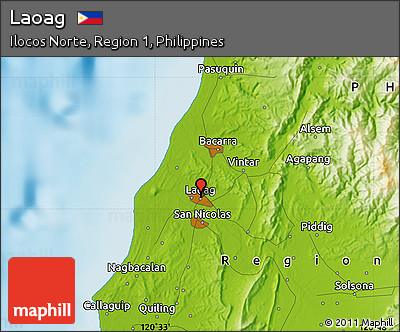 Physical Map of Laoag