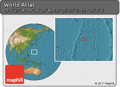 Satellite Location Map of the Area around 18° 21' 26" N, 136° 55' 30" E