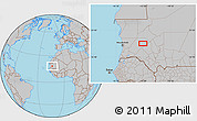 Gray Location Map of the area around 18° 21' 26" N, 13° 31' 30" W