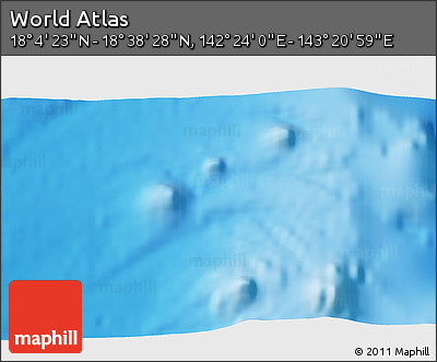 Physical 3D Map of the Area around 18° 21' 26" N, 142° 52' 30" E