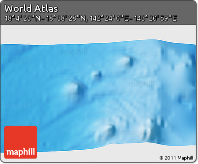 Physical 3D Map of the Area around 18° 21' 26" N, 142° 52' 30" E