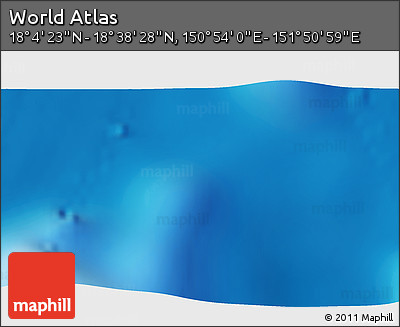 Physical 3D Map of the Area around 18° 21' 26" N, 151° 22' 30" E