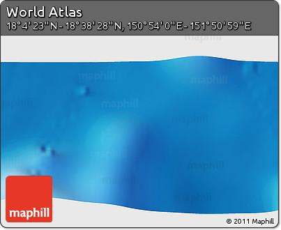 Physical 3D Map of the Area around 18° 21' 26" N, 151° 22' 30" E