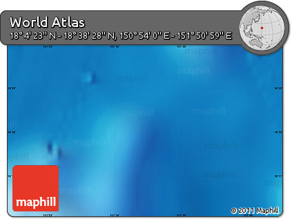Shaded Relief Map of the Area around 18° 21' 26" N, 151° 22' 30" E