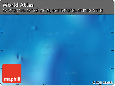 Shaded Relief Map of the Area around 18° 21' 26" N, 151° 22' 30" E