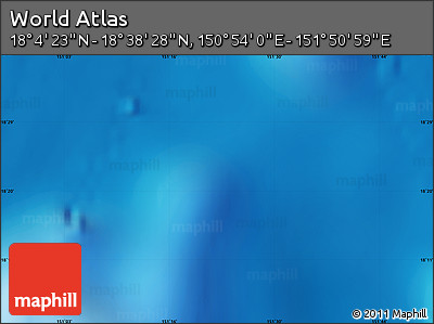 Shaded Relief Map of the Area around 18° 21' 26" N, 151° 22' 30" E