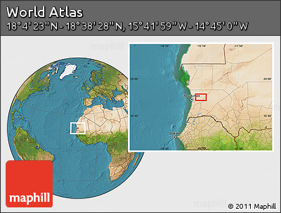 Satellite Location Map of the Area around 18° 21' 26" N, 15° 13' 29" W