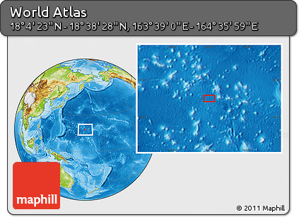 Physical Location Map of the Area around 18° 21' 26" N, 164° 7' 30" E