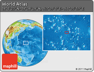 Physical Location Map of the Area around 18° 21' 26" N, 164° 7' 30" E