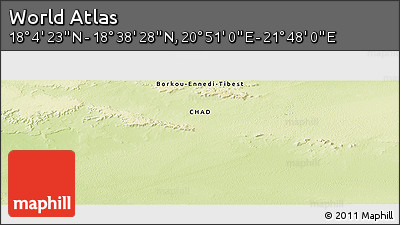 Physical Panoramic Map of the Area around 18° 21' 26" N, 21° 19' 30" E