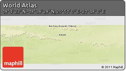 Physical Panoramic Map of the Area around 18° 21' 26" N, 21° 19' 30" E