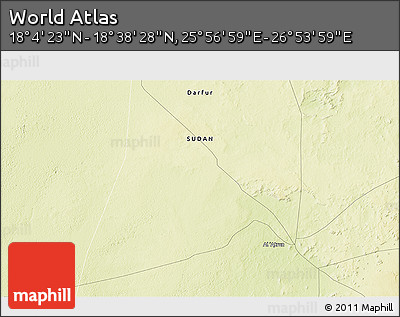 Physical 3D Map of the Area around 18° 21' 26" N, 26° 25' 29" E