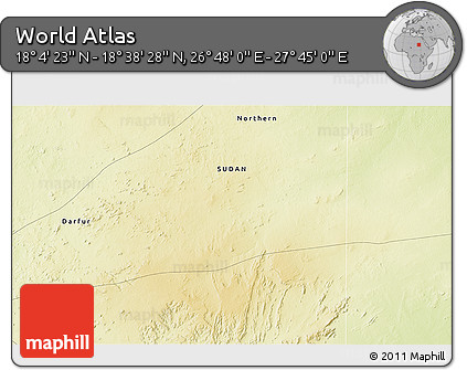 Physical 3D Map of the Area around 18° 21' 26" N, 27° 16' 29" E