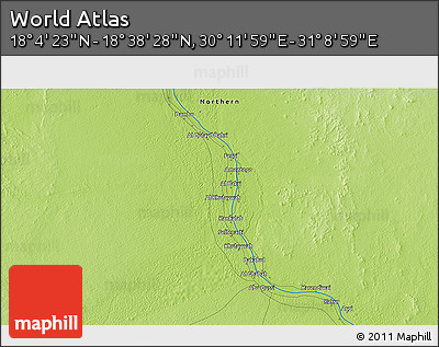 Physical 3D Map of the Area around 18° 21' 26" N, 30° 40' 29" E