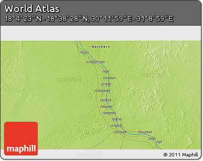 Physical 3D Map of the Area around 18° 21' 26" N, 30° 40' 29" E