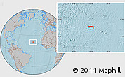 Gray Location Map of the area around 18° 21' 26" N, 32° 13' 30" W, hill shading