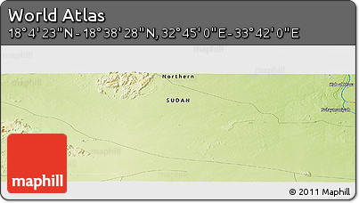 Physical Panoramic Map of the Area around 18° 21' 26" N, 33° 13' 30" E