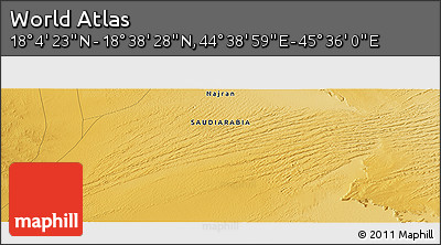 Physical Panoramic Map of the Area around 18° 21' 26" N, 45° 7' 30" E
