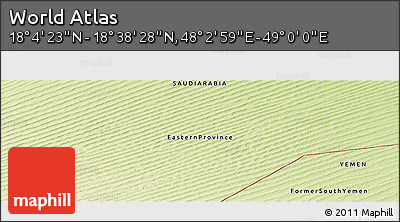 Physical Panoramic Map of the Area around 18° 21' 26" N, 48° 31' 29" E