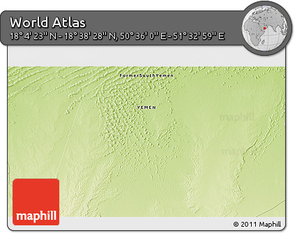 Physical 3D Map of the Area around 18° 21' 26" N, 51° 4' 30" E