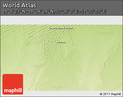 Physical 3D Map of the Area around 18° 21' 26" N, 51° 4' 30" E