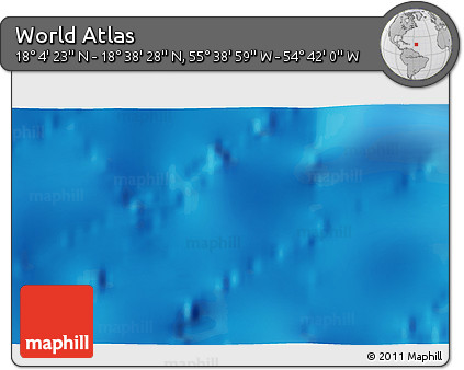 Shaded Relief 3D Map of the Area around 18° 21' 26" N, 55° 10' 29" W