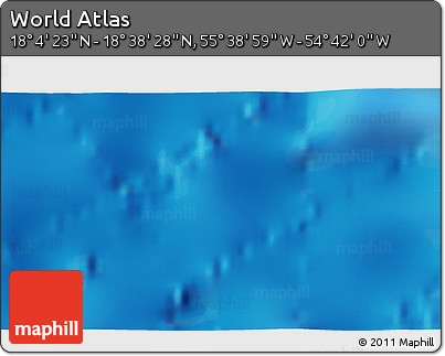 Shaded Relief 3D Map of the Area around 18° 21' 26" N, 55° 10' 29" W