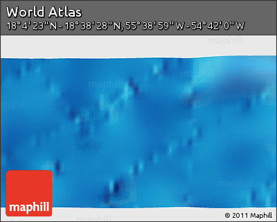 Shaded Relief 3D Map of the Area around 18° 21' 26" N, 55° 10' 29" W