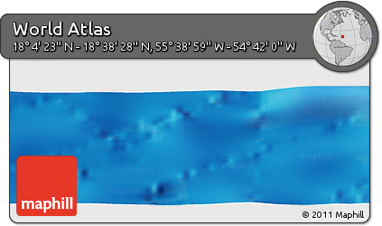 Physical Panoramic Map of the Area around 18° 21' 26" N, 55° 10' 29" W