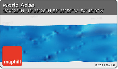 Physical Panoramic Map of the Area around 18° 21' 26" N, 55° 10' 29" W