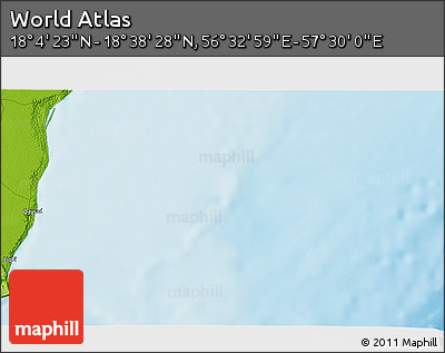 Physical 3D Map of the Area around 18° 21' 26" N, 57° 1' 29" E