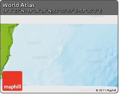 Physical 3D Map of the Area around 18° 21' 26" N, 57° 1' 29" E