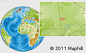 Physical Location Map of the area around 18° 21' 26" N, 5° 1' 30" W