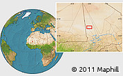 Satellite Location Map of the area around 18° 21' 26" N, 5° 1' 30" W
