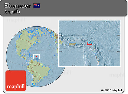 Savanna Style Location Map of Ebenezer, hill shading
