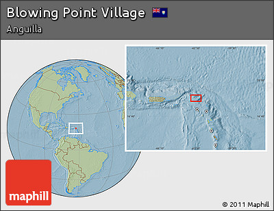 Savanna Style Location Map of Blowing Point Village, hill shading