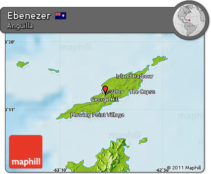Physical Map of Ebenezer