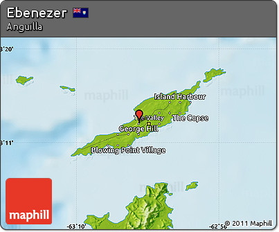 Physical Map of Ebenezer