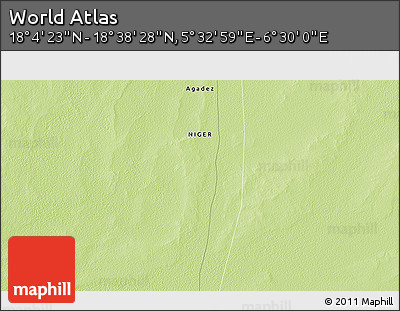 Physical 3D Map of the Area around 18° 21' 26" N, 6° 1' 30" E
