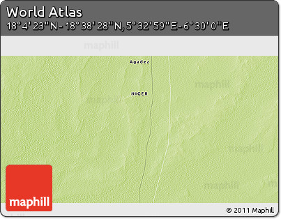 Physical 3D Map of the Area around 18° 21' 26" N, 6° 1' 30" E