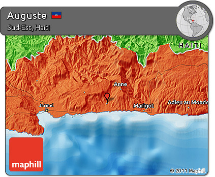 Political 3D Map of Auguste