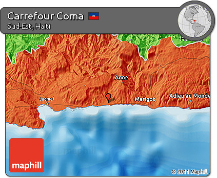 Political 3D Map of Carrefour Coma