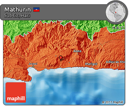 Political 3D Map of Mathurin