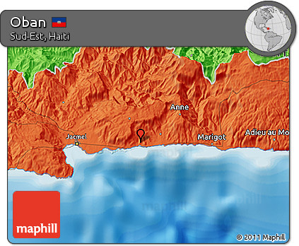Political 3D Map of Oban