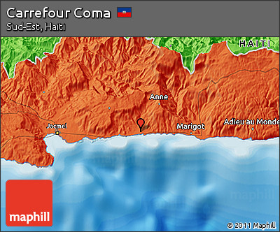 Political 3D Map of Carrefour Coma