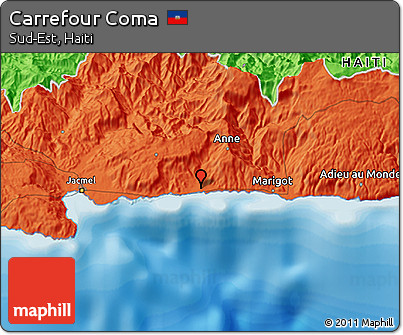 Political 3D Map of Carrefour Coma