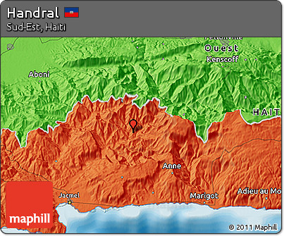Political 3D Map of Handral