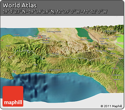 Satellite 3D Map of the Area around 18° 21' 26" N, 72° 10' 30" W