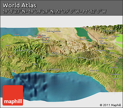 Satellite 3D Map of the Area around 18° 21' 26" N, 72° 10' 30" W
