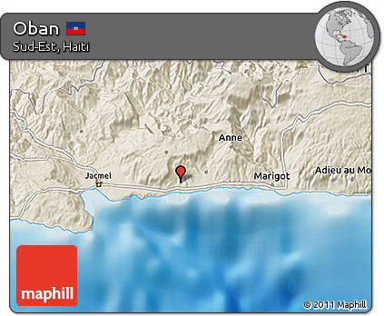 Shaded Relief 3D Map of Oban
